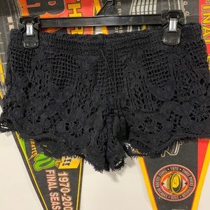 Express Black Lace Floral Shorts Size XS
